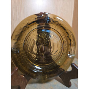 Vintage Smoke Color 6” Cigar Cigarette 4 Slot Round Ashtray Retro Flower Design